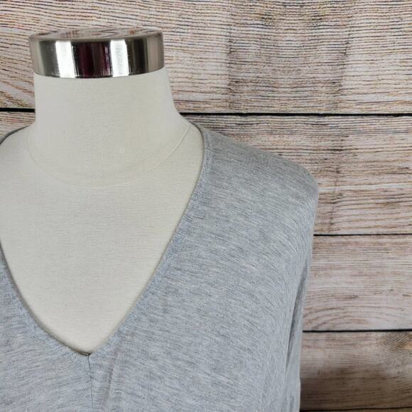 VINCE Drop Shoulder V Neck Top Tshirt Gray Large‎ - Picture 2 of 7